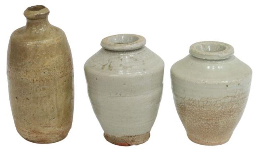 (3) ASIAN GLAZED CERAMIC STORAGE