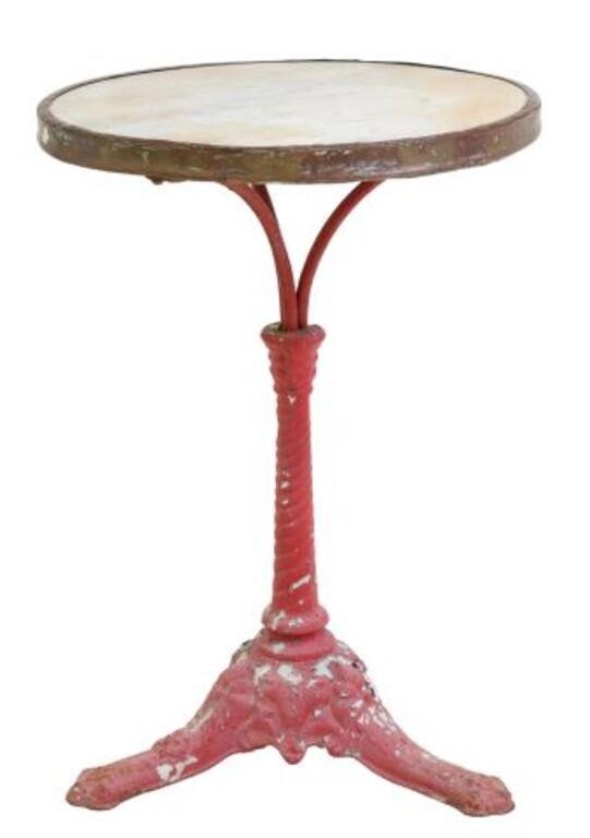 FRENCH MARBLE TOP CAST IRON PEDESTAL 355e91