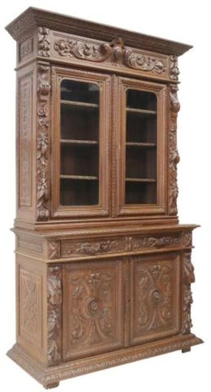 FRENCH HENRI II STYLE CARVED OAK