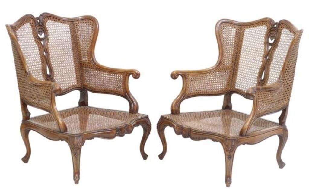  2 FRENCH LOUIS XV STYLE CANED 355f48