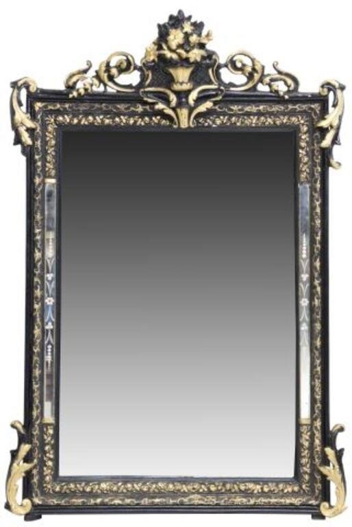 FRENCH PARCEL GILT & PAINTED MIRROR,