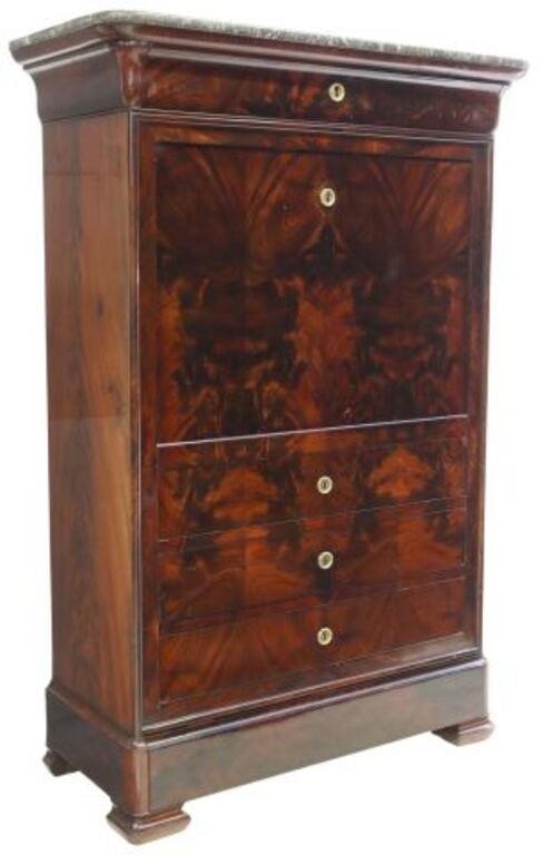 FRENCH MARBLE TOP MAHOGANY SECRETAIRE 355fbb