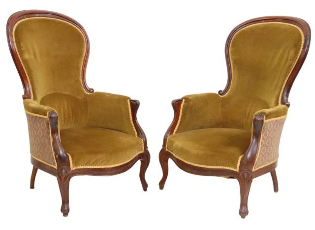  2 FRENCH LOUIS PHILIPPE UPHOLSTERED 355fbd