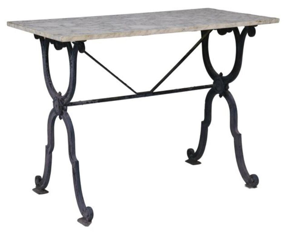 FRENCH MARBLE TOP CAST IRON BISTRO 355fd1