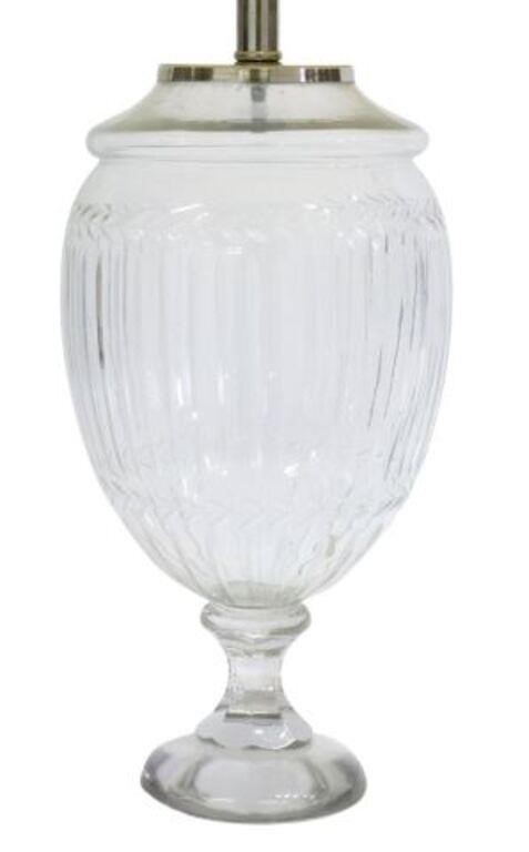 VINTAGE CUT GLASS URN-FORM TABLE LAMPVintage