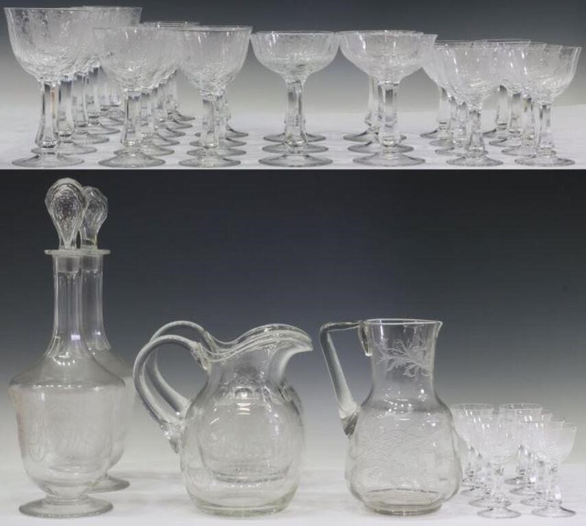 (43) ETCHED COLORLESS GLASS DRINKS