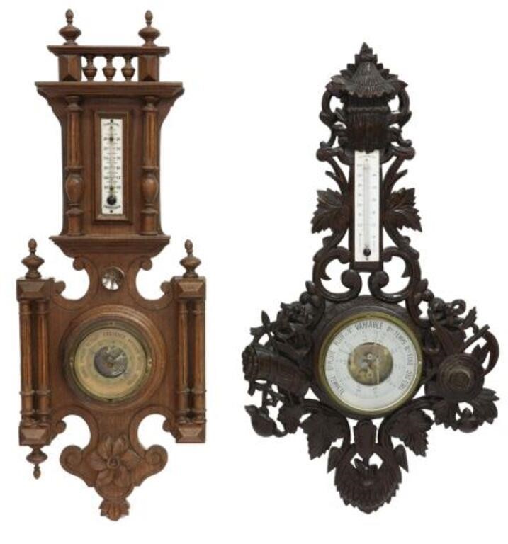 (2) FRENCH CARVED WOOD THERMOMETERS