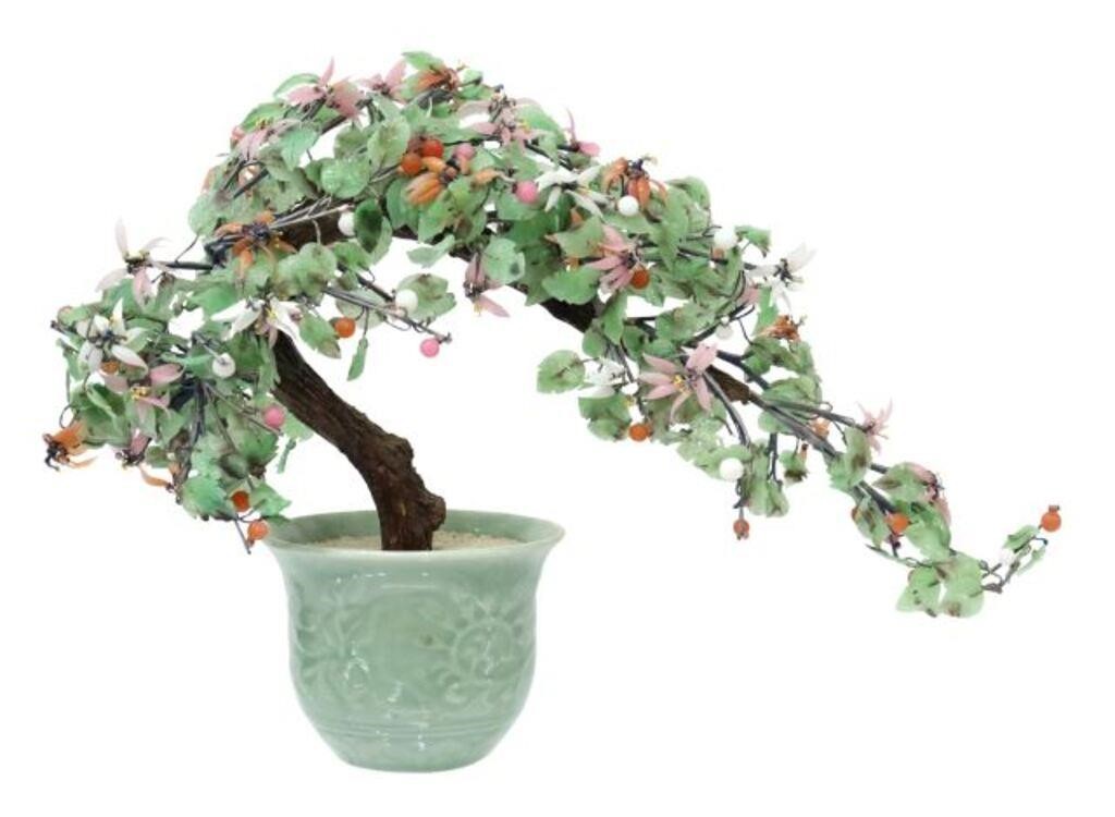 CHINESE JADE & HARDSTONE BONSAI