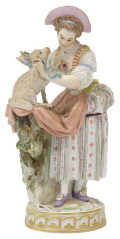 MEISSEN PORCELAIN GIRL WITH SHEEP  356023