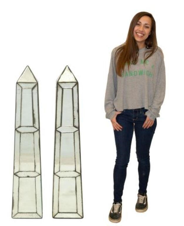  2 LARGE DECORATIVE MIRRORED OBELISKS  356028