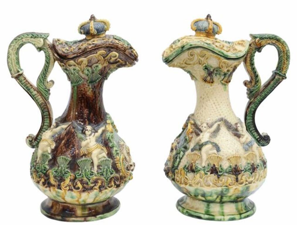  2 LARGE CONTINENTAL MAJOLICA 356026