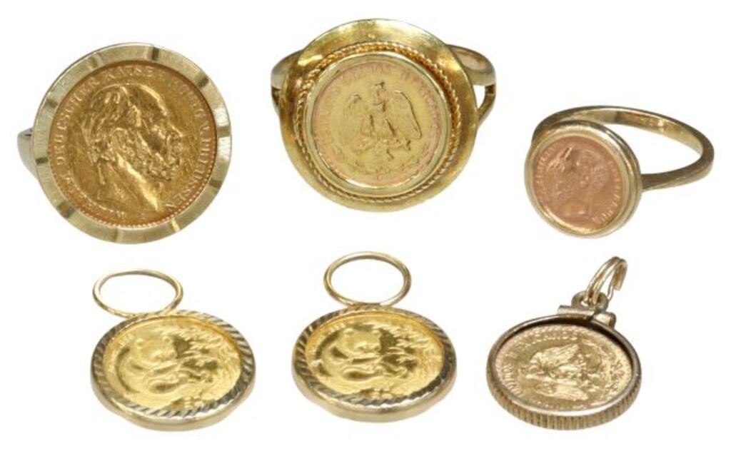  6 ESTATE YELLOW GOLD COIN JEWELRY 356040