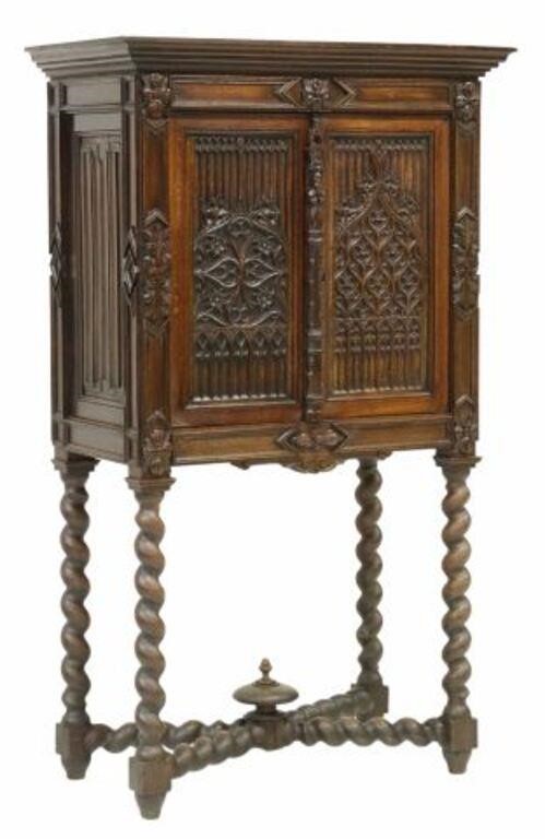 FRENCH GOTHIC REVIVAL CARVED OAK 356055