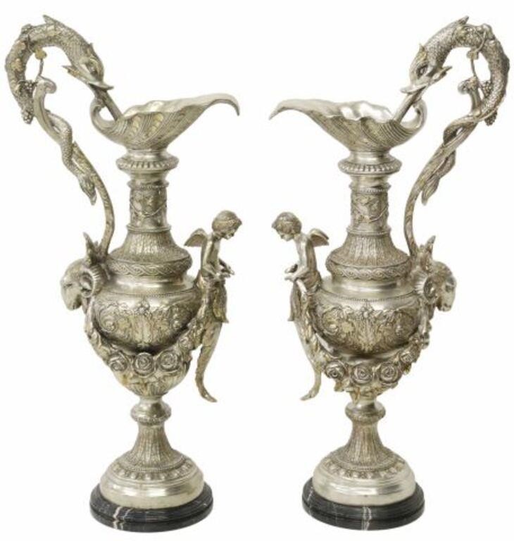  2 ORNATE CLASSICAL STYLE SILVERED 35604e