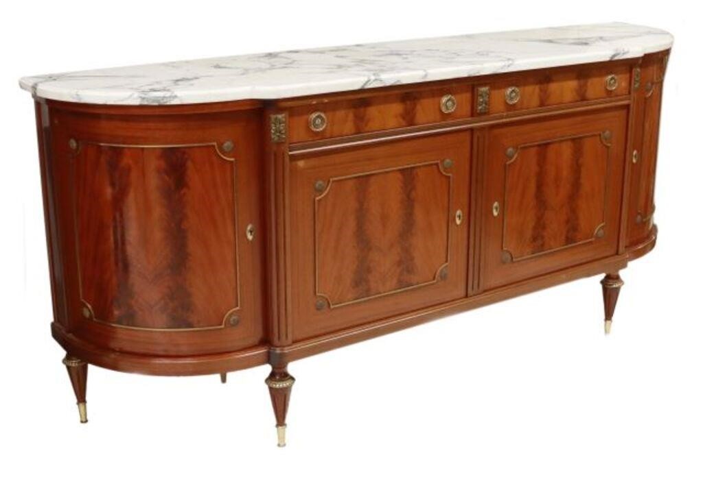 LOUIS XVI STYLE MARBLE-TOP MAHOGANY