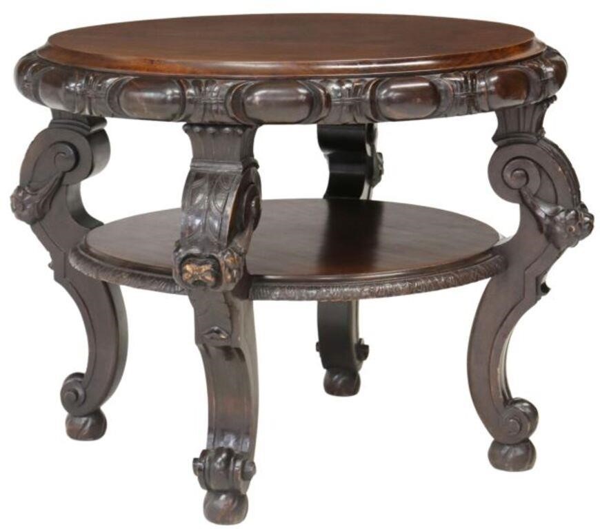 CONTINENTAL TWO-TIERED CARVED WOOD