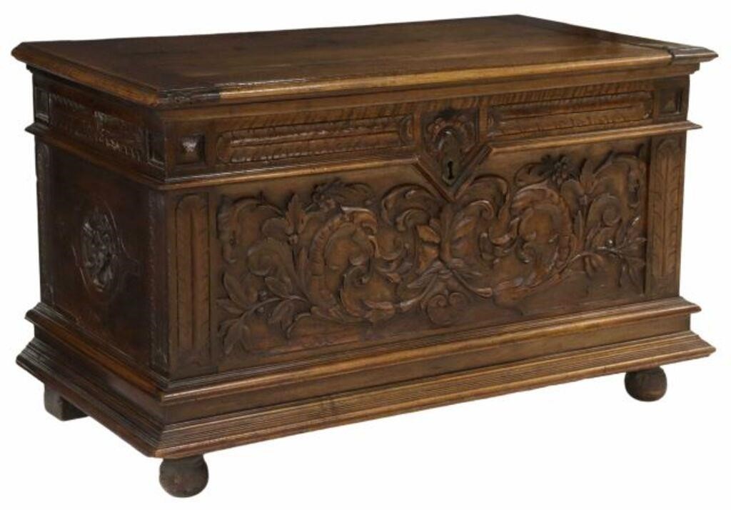 FRENCH FOLIATE CARVED WALNUT STORAGE 356076