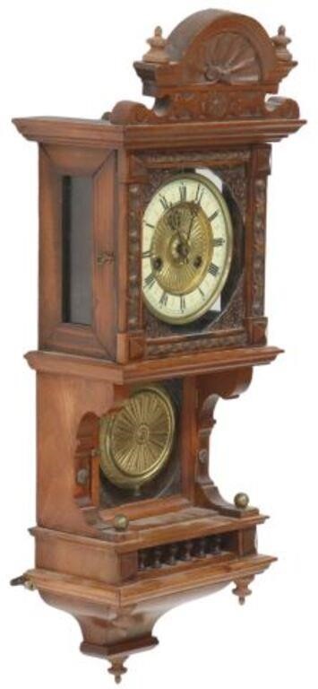CARVED CASED WALL CLOCKCarved wood 35608f