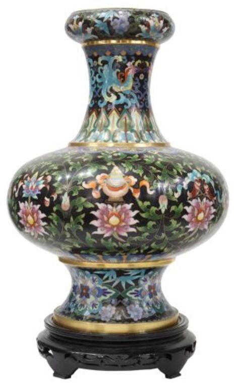 CHINESE CLOISONNE VASE EIGHT AUSPICIOUS