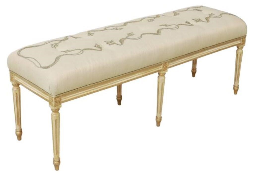 LOUIS XVI STYLE PAINTED & UPHOLSTERED