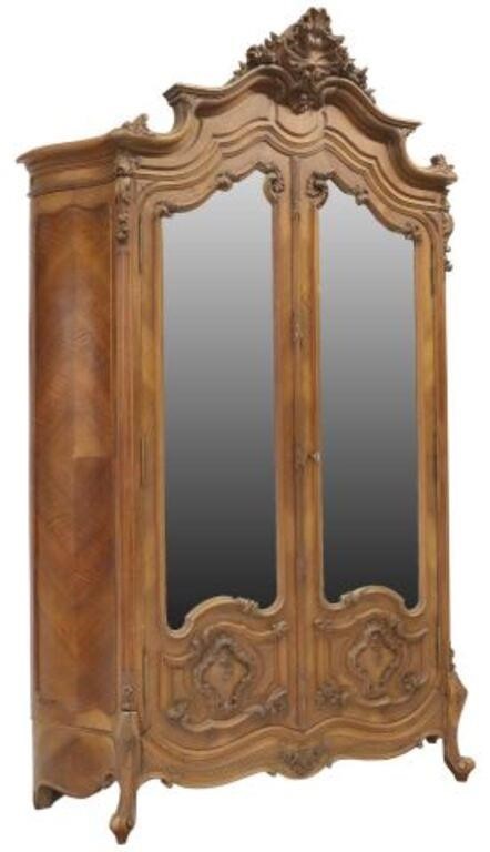 FRENCH LOUIS XV STYLE WALNUT MIRRORED 3560d4