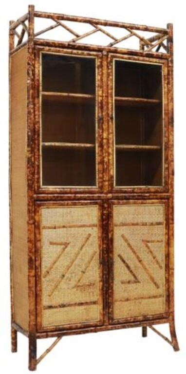 VINTAGE BAMBOO RATTAN BOOKCASE 3560de