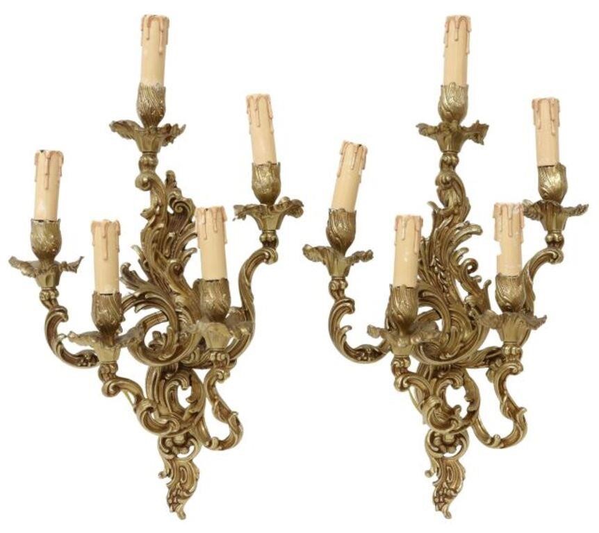 (2) LOUIS XV STYLE GILT METAL FIVE-LIGHT