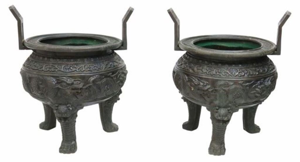  2 LARGE CHINESE BRONZE DRAGON 356107