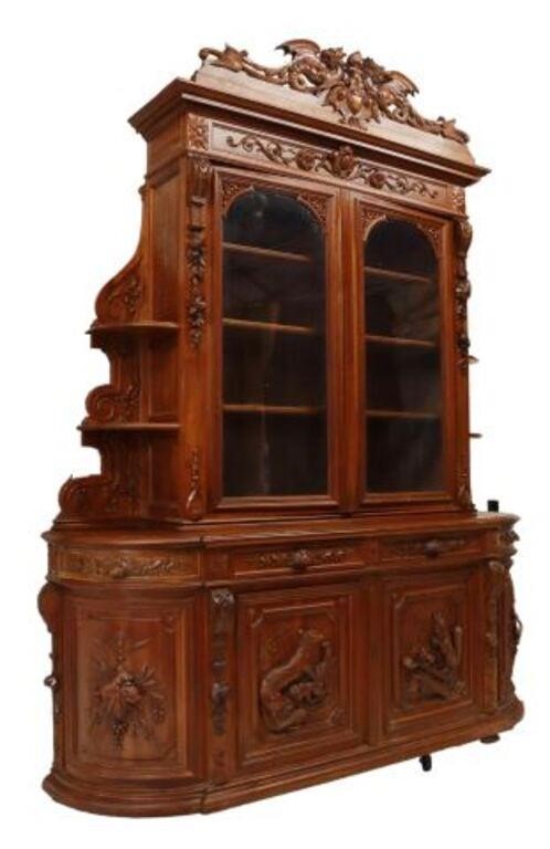 MONUMENTAL FRENCH CARVED WALNUT 35611c