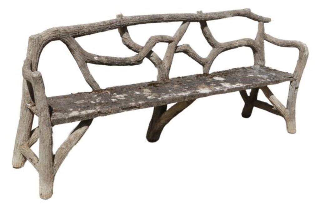 CAST STONE FAUX BOIS GARDEN BENCHCast 356114