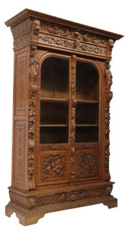 FRENCH CARVED OAK THE ARTS LIBRARY 356127
