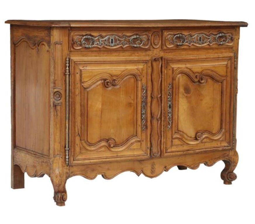 FRENCH PROVINCIAL FRUITWOOD SIDEBOARD,