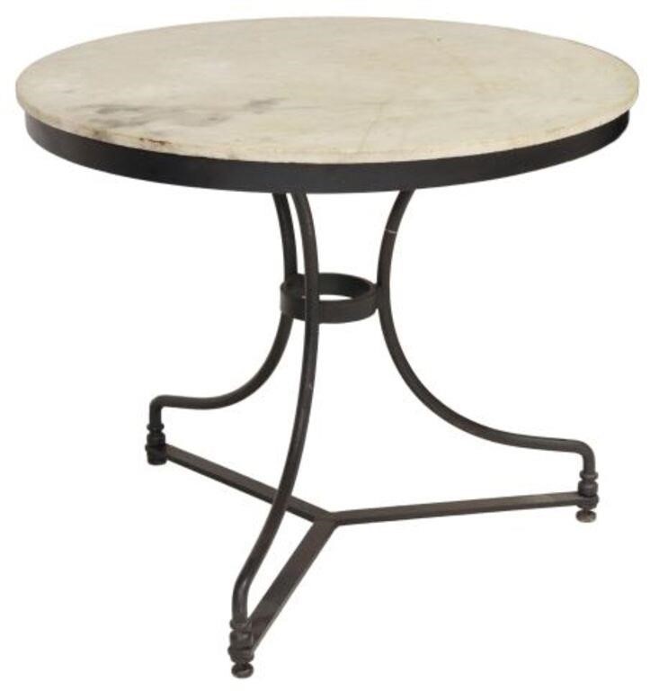FRENCH MARBLE-TOP IRON BISTRO TABLEFrench