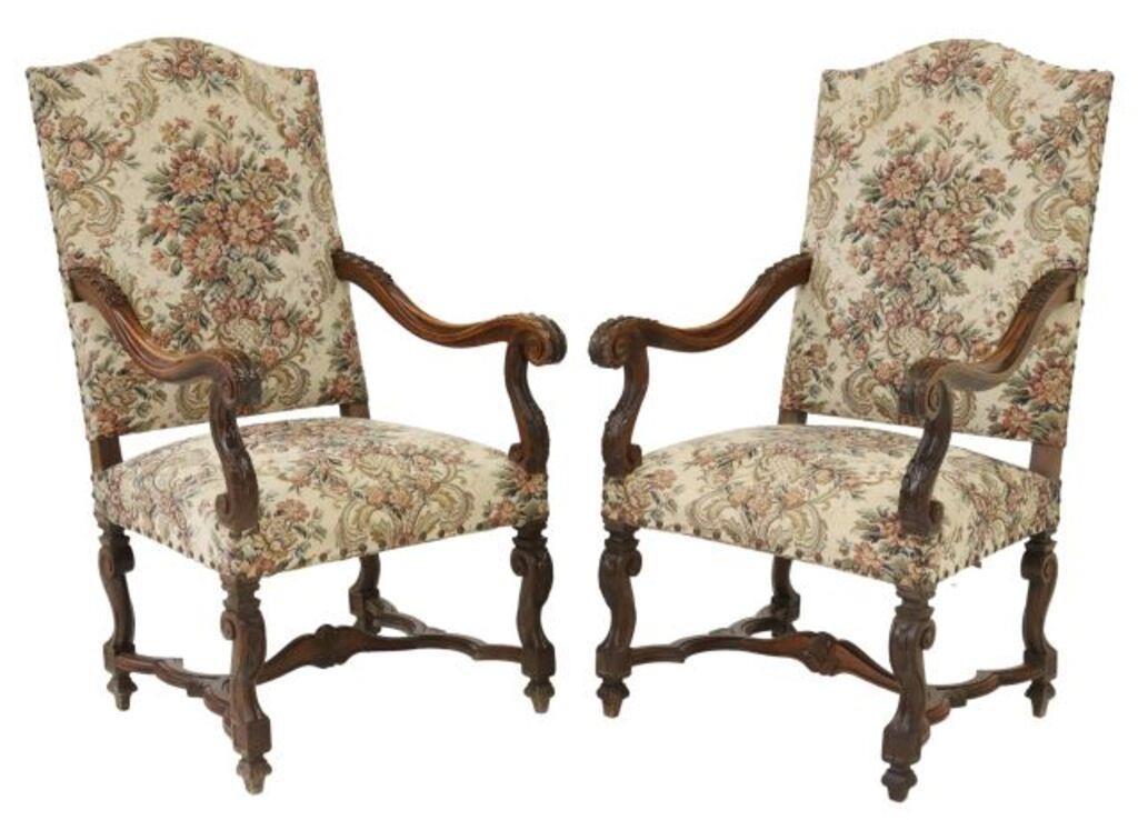  2 LOUIS XIV STYLE UPHOLSTERED 356148