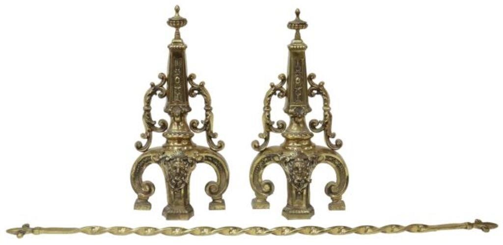 (3) FRENCH NEOCLASSICAL BRASS FIREPLACE