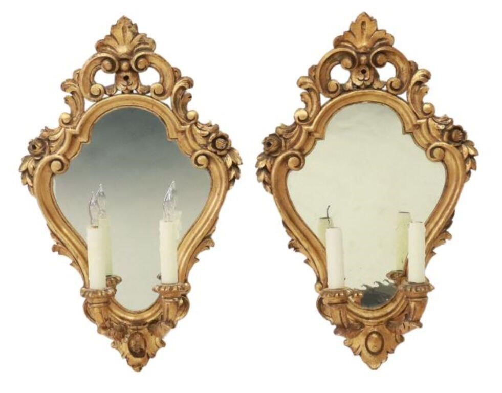  2 LOUIS XV STYLE GILTWOOD MIRRORED 35616d