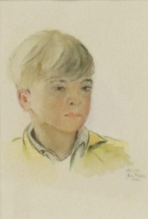 EVA KRAUS WATERCOLOR PORTRAIT OF