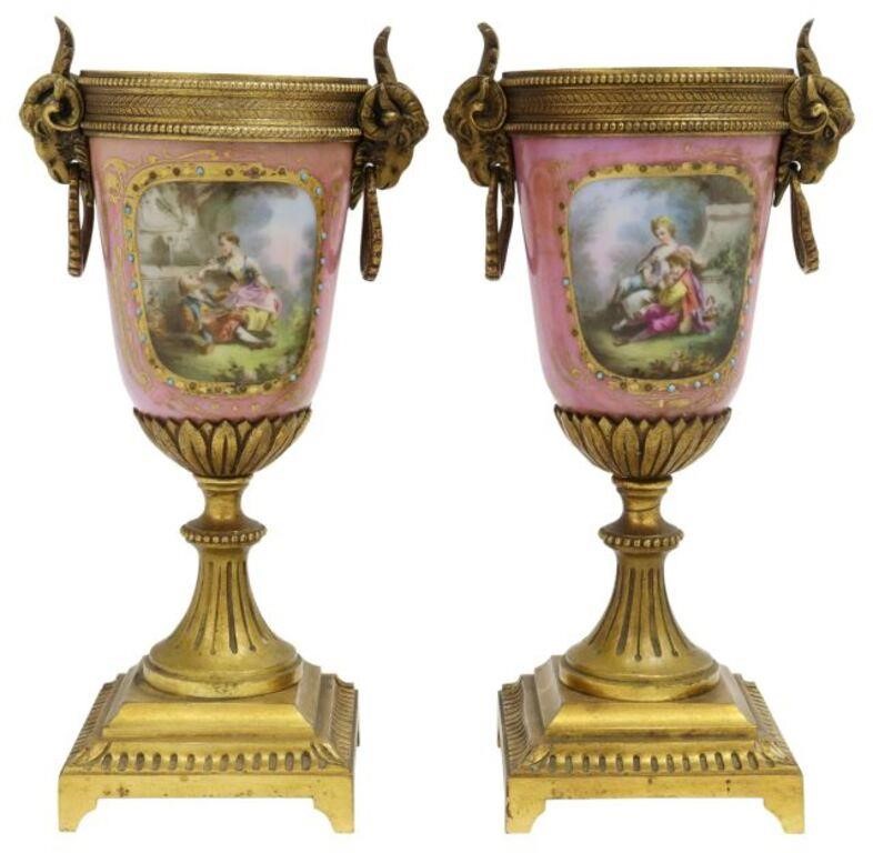  2 SEVRES STYLE BRONZE MOUNTED 35617a