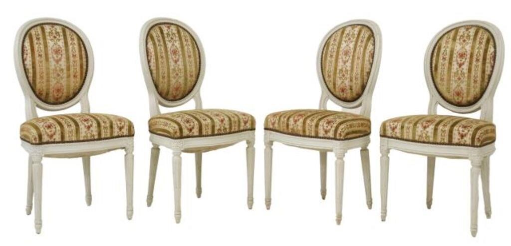  4 FRENCH LOUIS XVI STYLE UPHOLSTERED 3561a6