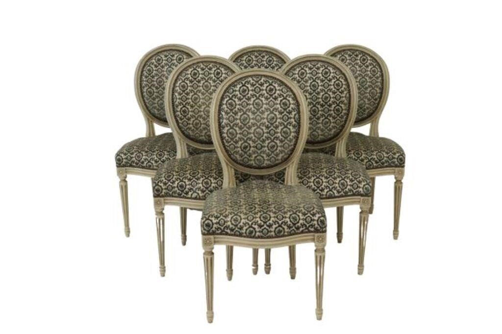 (6) LOUIS XVI STYLE UPHOLSTERED