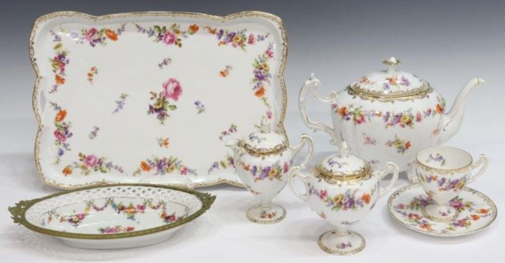 (7) DRESDEN FLOWERS PORCELAIN BREAKFAST