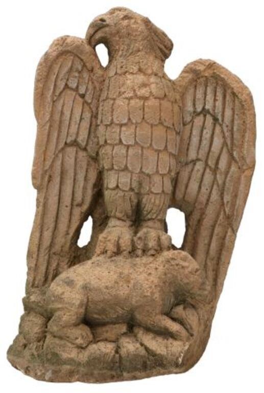 CARVED STONE SCULPTURE EAGLE WITH 35622e