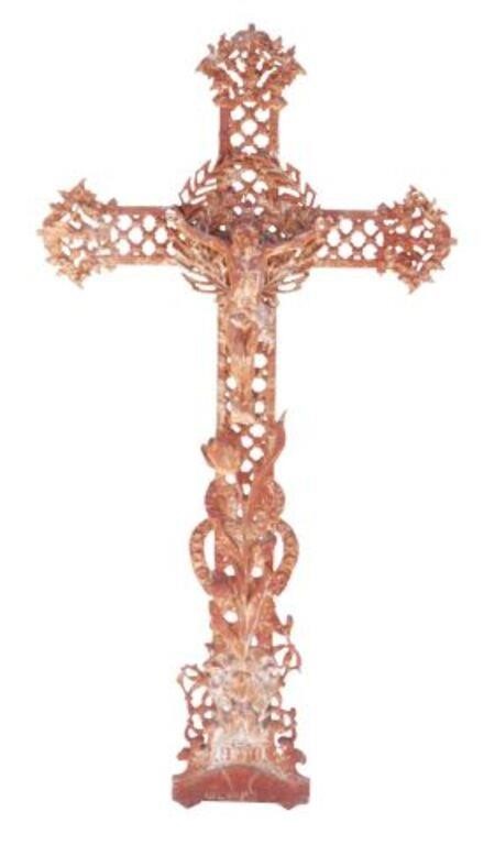 FRENCH CAST IRON CRUCIFIX CROSS WITH