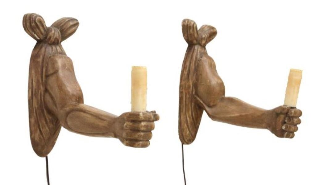 (2) HAND HOLDING FAUX CANDLE WALL
