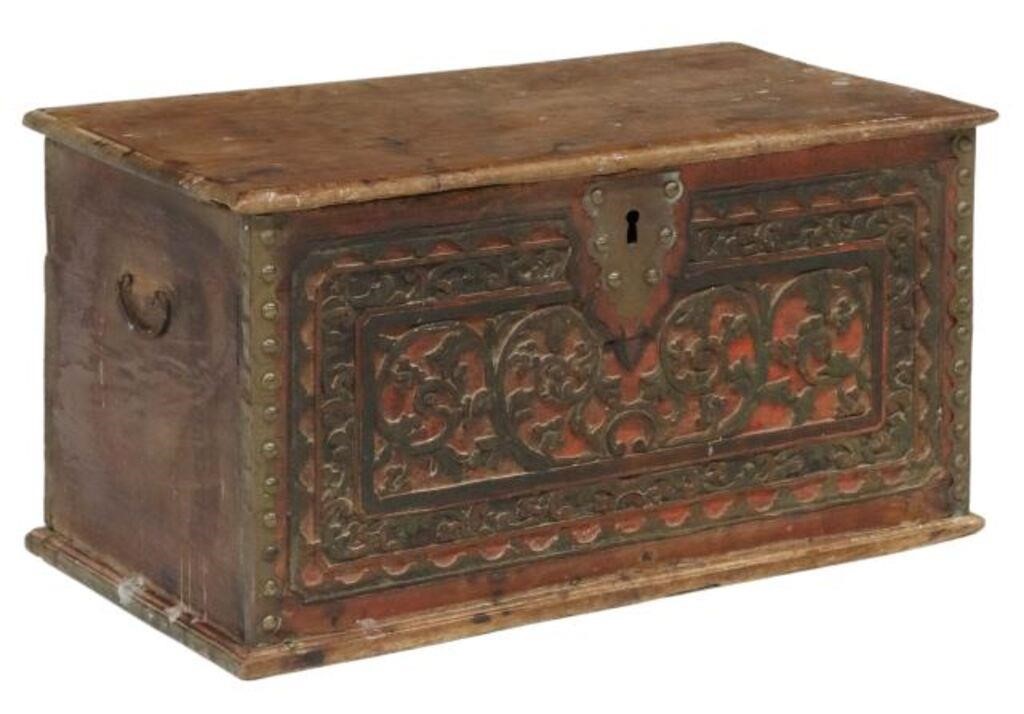 CARVED HARDWOOD CHEST/ STORAGE TRUNK,