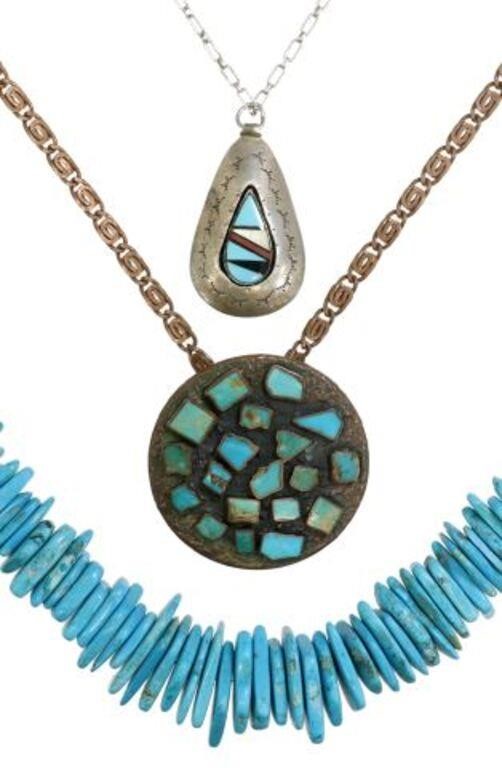 3 SILVER COPPER TURQUOISE HEISHI 356387