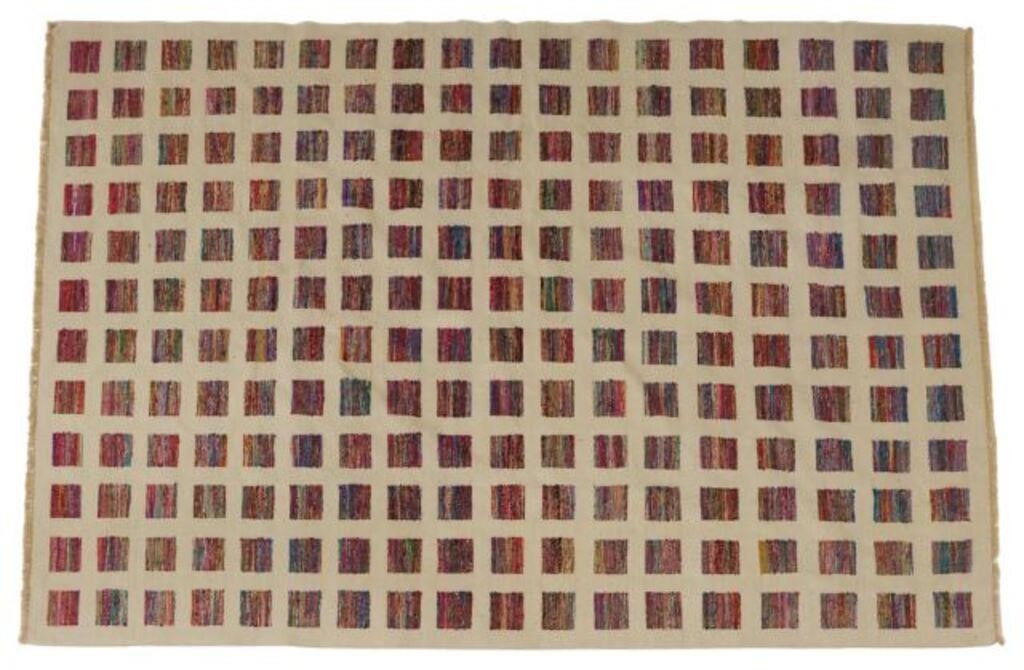 MODERN GEOMETRIC WOVEN RUG INDIA  356421