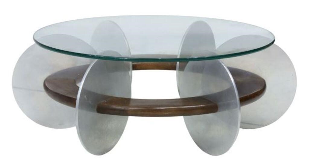 MID CENTURY MODERN GLASS TOP COFFEE 356472