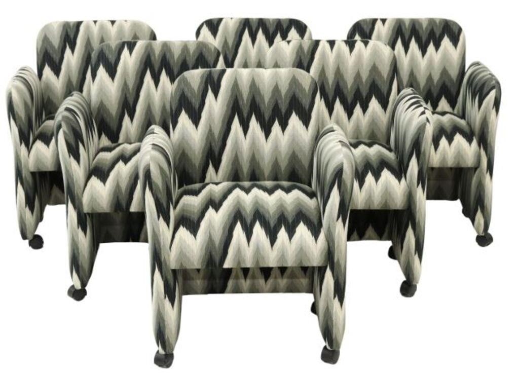 (6) FRATELLI SAPORITI STYLE UPHOLSTERED