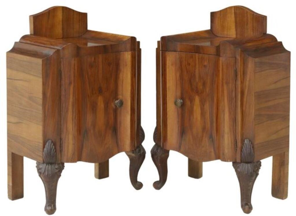 (2) VENETIAN ART DECO WALNUT BEDSIDE